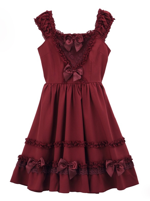 Bowknot Fold Lace Sweet Lolita Sling Dress