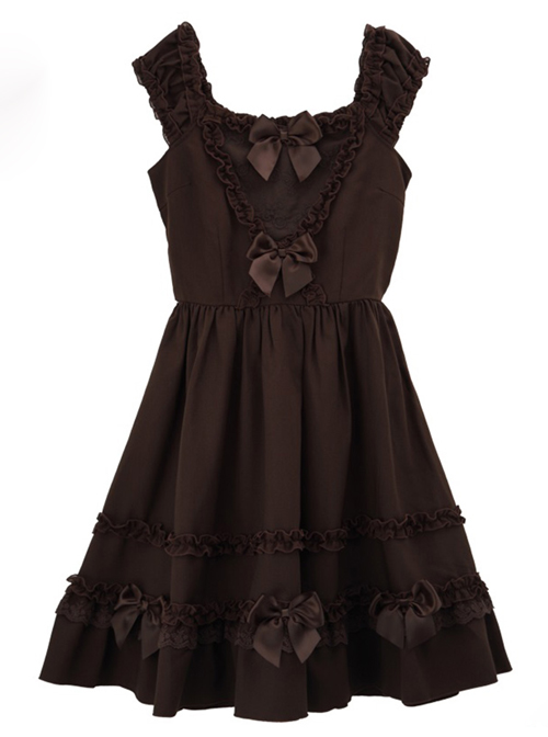 Bowknot Fold Lace Sweet Lolita Sling Dress