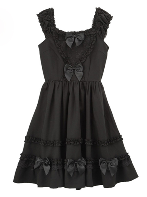 Bowknot Fold Lace Sweet Lolita Sling Dress