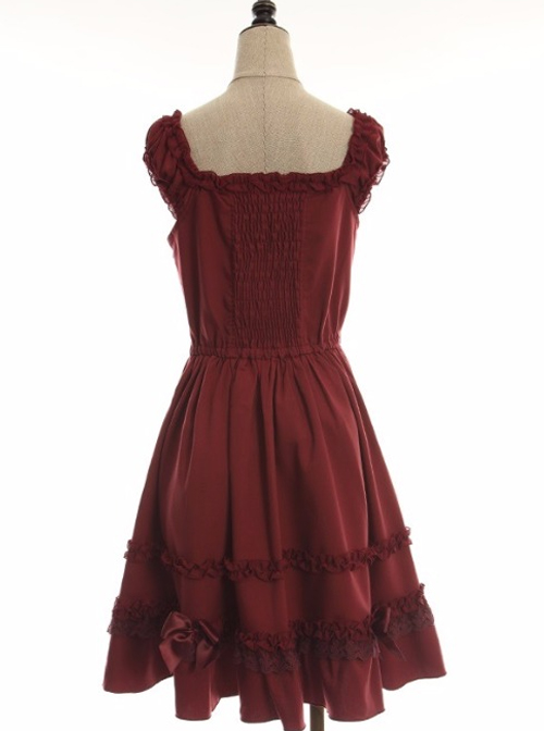 Bowknot Fold Lace Sweet Lolita Sling Dress