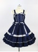 White Lace Pure Color Bowknot Classic Lolita Sling Dress