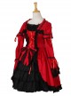 Black Lace Red Classic Lolita Long Trumpet Sleeve Dress