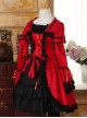 Black Lace Red Classic Lolita Long Trumpet Sleeve Dress