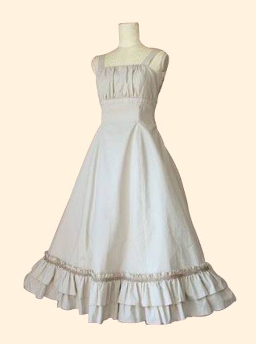 Concise Middle-waisted Classic Lolita Sling Long Dress