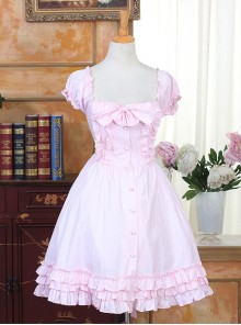 Cute Pink Sweet Lolita Short Puff Sleeve Dress