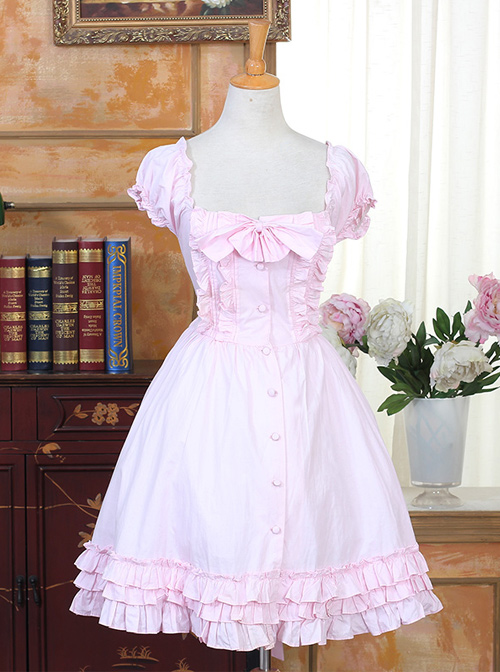 Cute Pink Sweet Lolita Short Puff Sleeve Dress