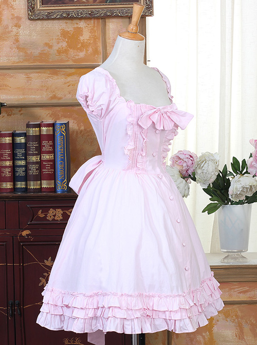 Cute Pink Sweet Lolita Short Puff Sleeve Dress