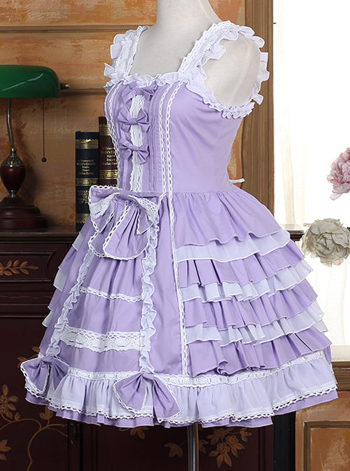 Lace Purple Bowknot Sweet Lolita Sling Dress