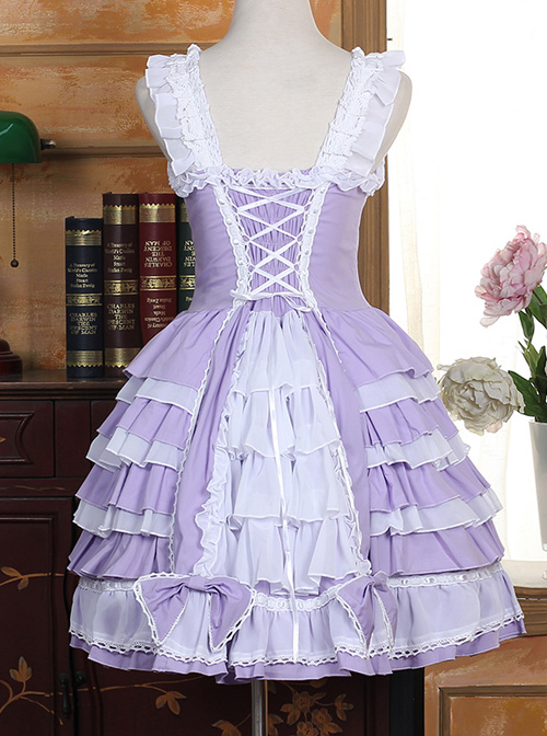 Lace Purple Bowknot Sweet Lolita Sling Dress