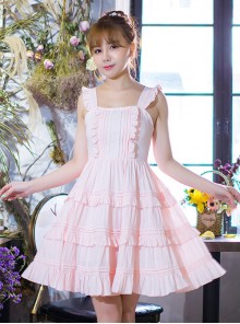 Pink Cute Flounced Sweet Lolita Sleeveless Dress