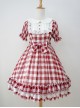 Plaid Chiffon Doll Collar Sweet Lolita Short Sleeve Dress