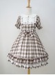 Plaid Chiffon Doll Collar Sweet Lolita Short Sleeve Dress