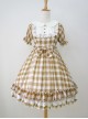 Plaid Chiffon Doll Collar Sweet Lolita Short Sleeve Dress