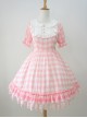 Plaid Chiffon Doll Collar Sweet Lolita Short Sleeve Dress