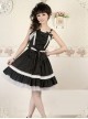 Black and White Lace Bowknot Gothic Lolita Sling Dress