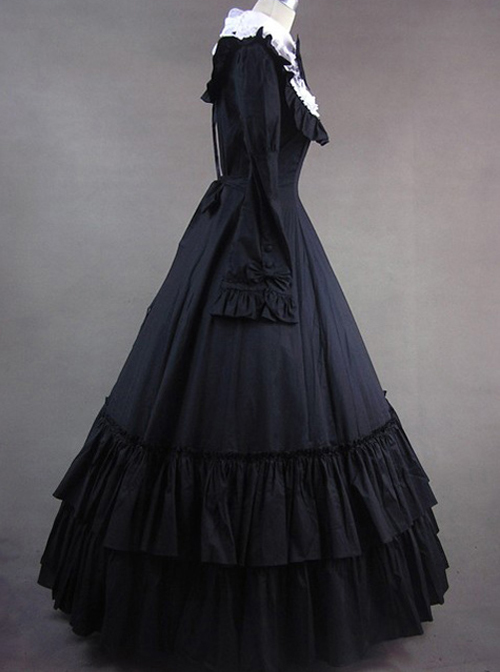 Retro Bowknot Gothic Lolita Prom Long Sleeve Dress