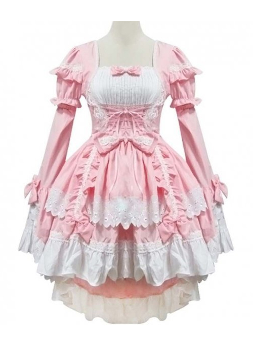 Cute Lace And Bowknot Sweet Lolita Long Sleeve Dress