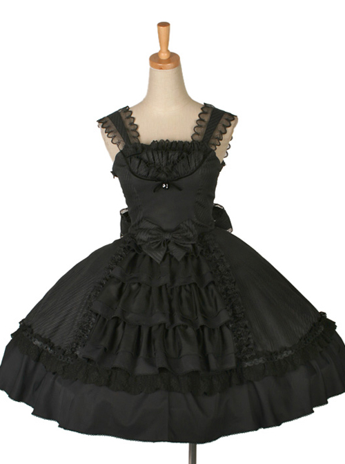Dream Alice Cute Rabbit Black Gothic Lolita Sling Dress