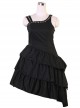 Black Asymmetric Hem Punk Gothic Lolita Sling Dress