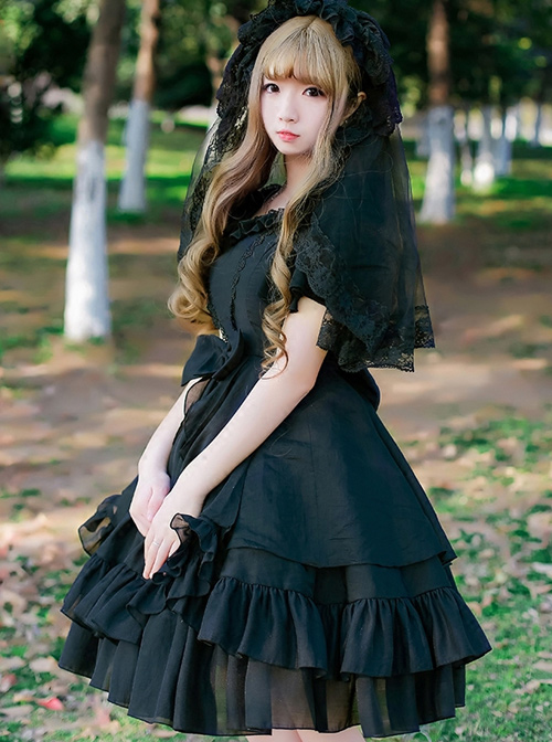 Organza High Waist Short Sleeves Classic Lolita Dress