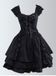 Pure Cotton Black And Lace Gothic Lolita Sleeveless Dress