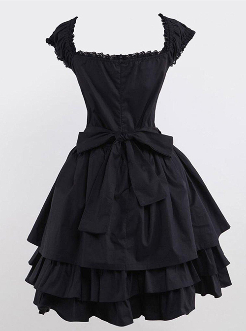 Pure Cotton Black And Lace Gothic Lolita Sleeveless Dress