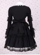 Black Lapel Ruffle Gothic Lolita Long Sleeve Dress