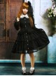 Black Lapel Ruffle Gothic Lolita Long Sleeve Dress