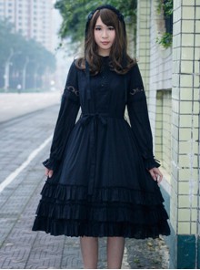 Morning's Aurora Series Pure Cotton Classic Lolita Long Sleeve Dress