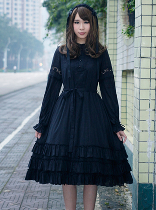 Morning's Aurora Series Pure Cotton Classic Lolita Long Sleeve Dress