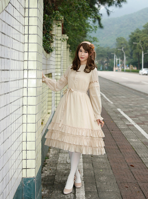 Morning's Aurora Series Pure Cotton Classic Lolita Long Sleeve Dress