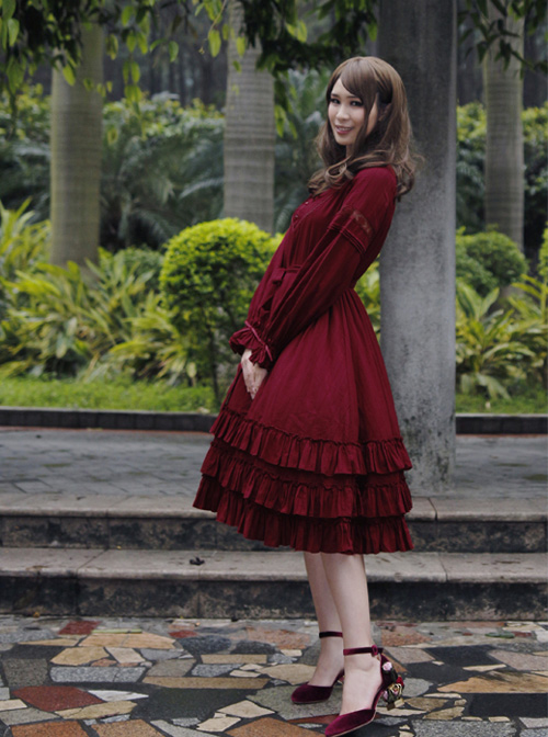 Morning's Aurora Series Pure Cotton Classic Lolita Long Sleeve Dress