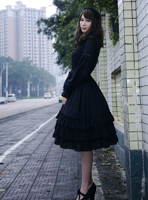 Morning's Aurora Series Pure Cotton Classic Lolita Long Sleeve Dress