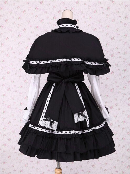 Black Bowknot Sweet Lolita Long Sleeve Dress