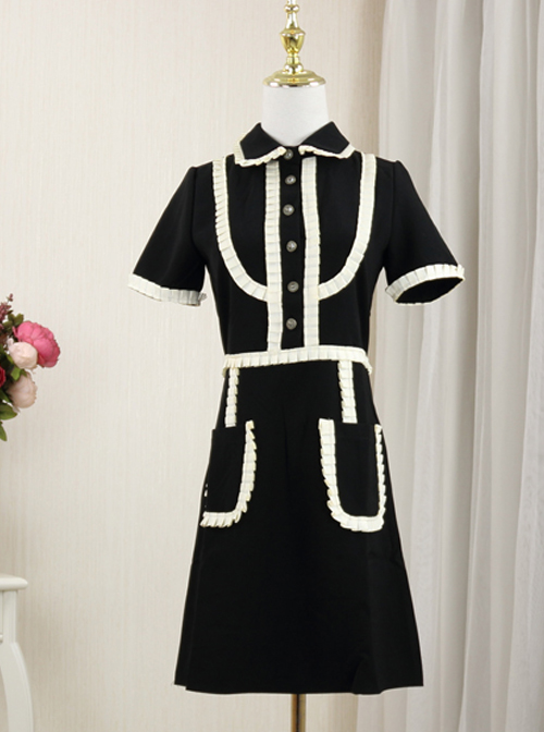 Elegant Slim Black Short Sleeve Dress