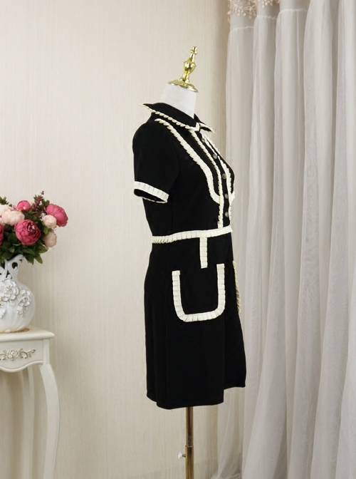 Elegant Slim Black Short Sleeve Dress