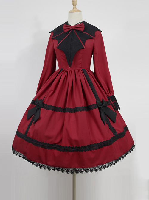 Devil's Wing Red Long Sleeve Gothic Lolita Dress