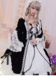 Flower Bowknots Black And White Stitching Sweet Lolita Trumpet Sleeve Dress