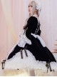 Flower Bowknots Black And White Stitching Sweet Lolita Trumpet Sleeve Dress