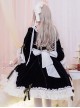 Flower Bowknots Black And White Stitching Sweet Lolita Trumpet Sleeve Dress