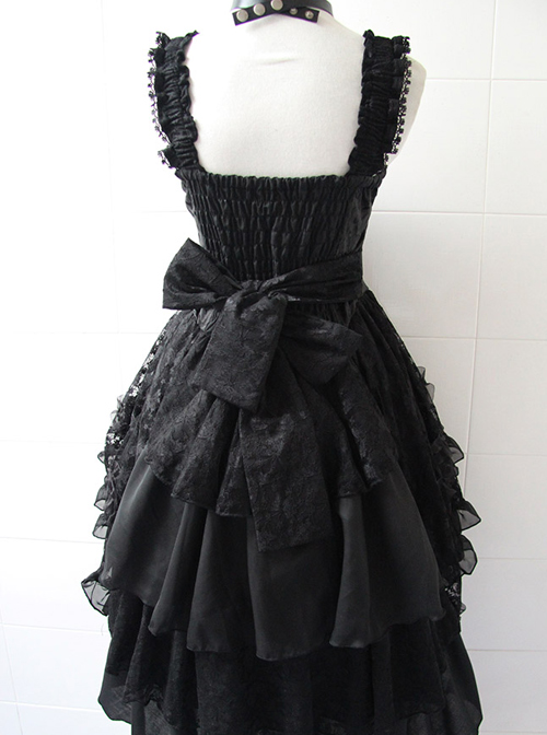 Black Sleeveless Halter Gothic Punk Lolita Dress