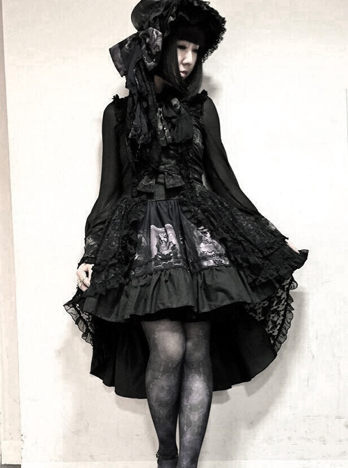 Black Sleeveless Halter Gothic Punk Lolita Dress