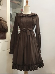 Pure Color Doll Collar Classic Lolita Long Sleeves Dress