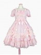 Cute Bowknot Short Sleeves Pompon Sweet Lolita Dress