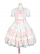 Cute Bowknot Short Sleeves Pompon Sweet Lolita Dress