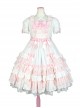 Cute Bowknot Short Sleeves Pompon Sweet Lolita Dress