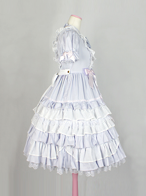 Cute Bowknot Short Sleeves Pompon Sweet Lolita Dress