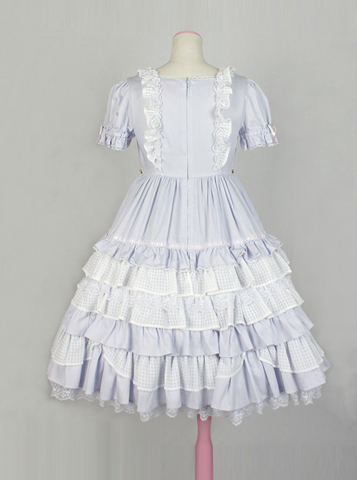 Cute Bowknot Short Sleeves Pompon Sweet Lolita Dress