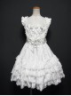 White Multi-storey Ruffles Sleeveless Sweet Lolita Dress