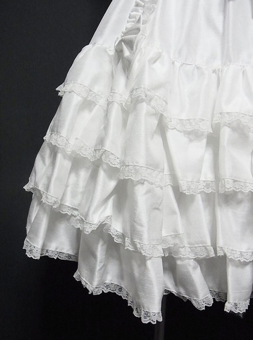 White Multi-storey Ruffles Sleeveless Sweet Lolita Dress